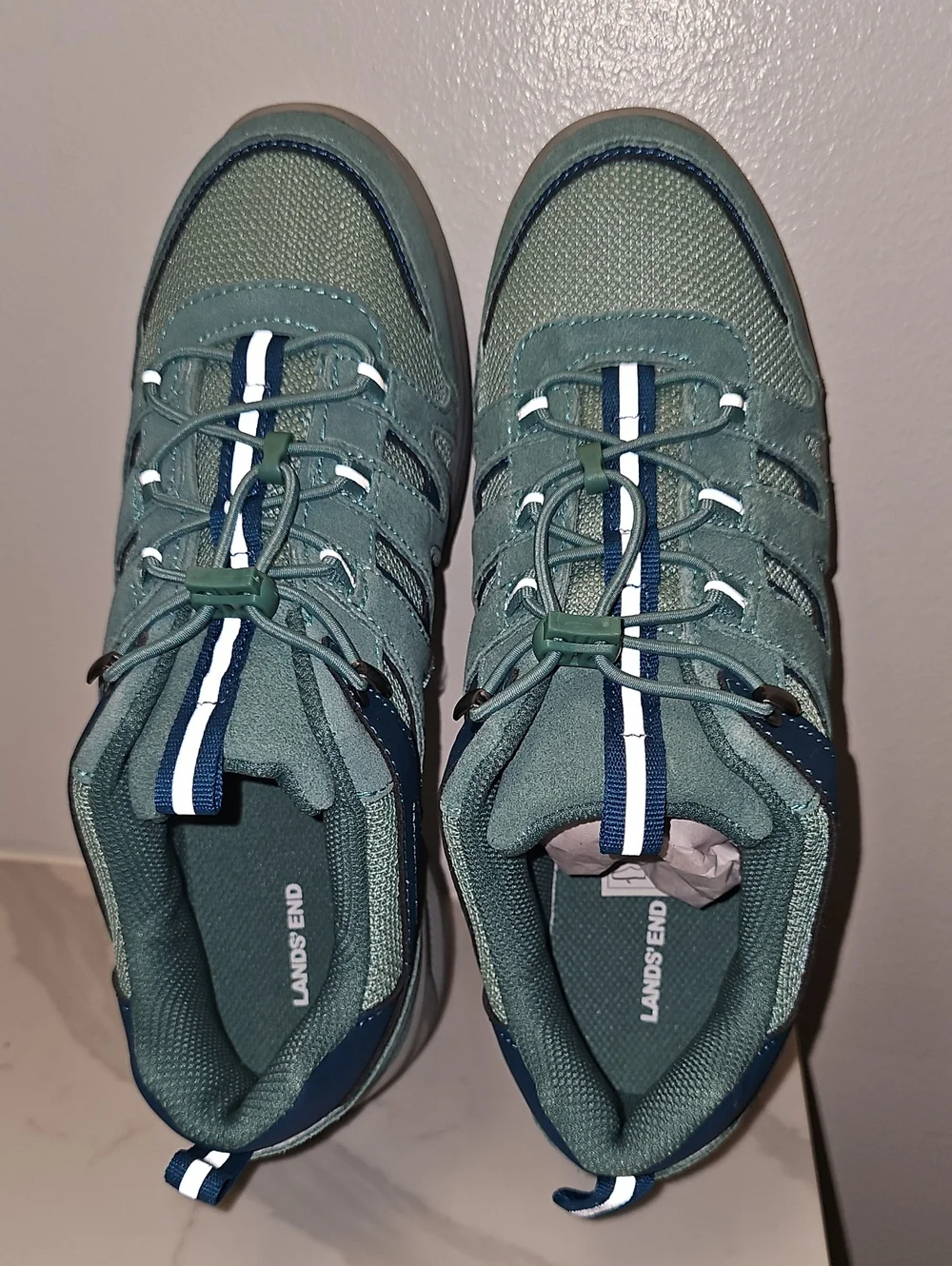 Lands' End Bungee Leather Trail Trekker Sneakers. NWT In Original Packaging.